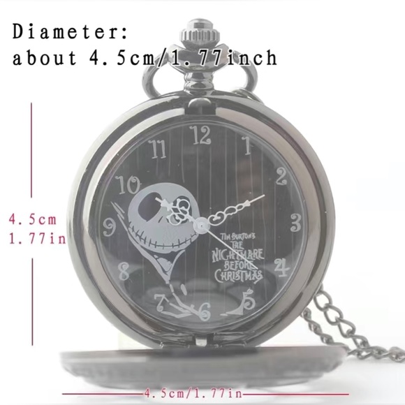 Nightmare Before Christmas Pocket Watch With Chain Necklace - Picture 4 of 6